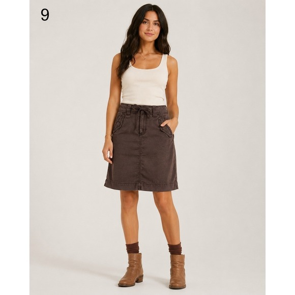 J. Crew Dresses & Skirts - J. Crew Broken In Chino Skirt Women 0 Brown Cotton Classic Twill Pockets Vintage